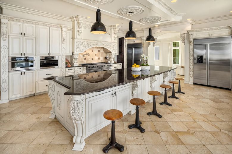 A kitchen in the Bellevue home that Russell Wilson sold for $21.25 million.  (Andrew Webb / Clarity NW)