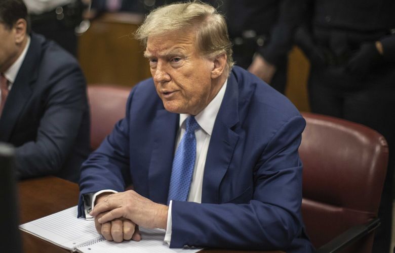 Former President Donald Trump attends his criminal trial at the start of the day’s proceedings in Manhattan Criminal Court in New York, May 20, 2024. The judge in the criminal trial of former President Trump said on Monday that the case would take longer than anticipated to wrap up, with closing arguments now not expected until next week. (Dave Sanders/The New York Times)  XNYT0237 XNYT0237