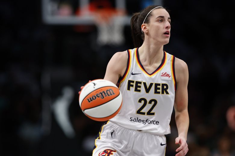 Indiana Fever guard Caitlin Clark, playing Saturday in New York, will play the Storm for the first time Wednesday. (Noah K. Murray / The Associated Press)