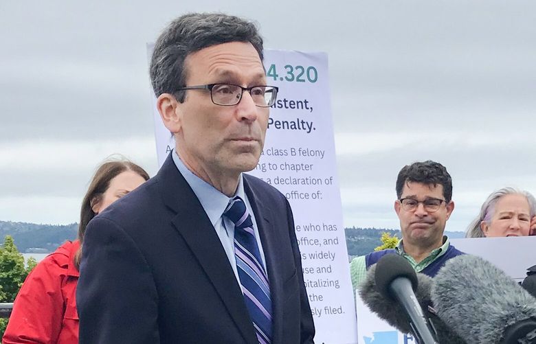 Attorney General Bob Ferguson announced on Monday that cease and desist letters have been sent to the other two Bob Fergusons who filed to run for Washington governor during last week’s candidate filing period. The deadline for candidates to withdraw is Monday. (Claire Withycombe / The Seattle Times)