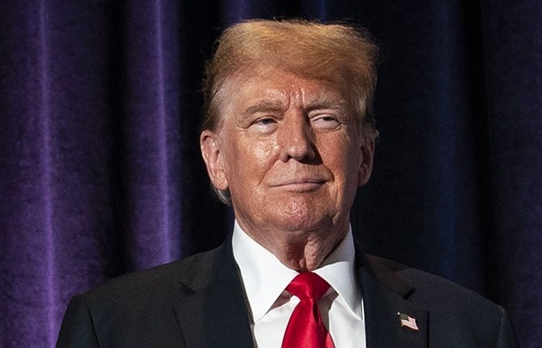 Former President Donald Trump arrives to speak at the Libertarian National Convention in Washington, May 25, 2024. The conviction of Trump on Thursday is just the latest step in his legal odyssey in New York’s court system – the judge, Juan M. Merchan, set Trump’s sentencing for July 11. (Haiyun Jiang/The New York Times) XNYT0151 XNYT0151