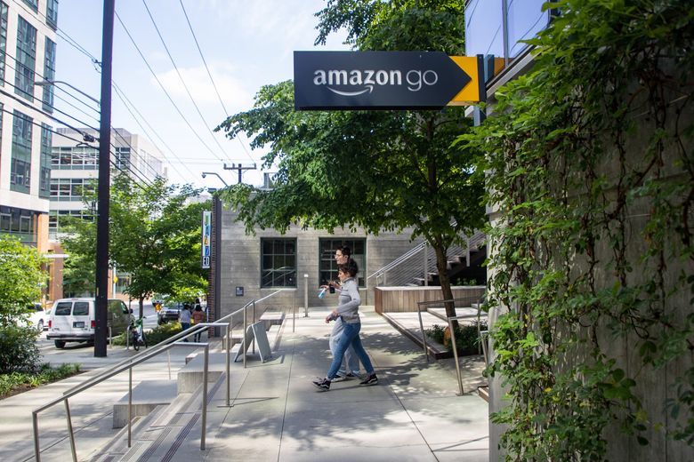 Amazon has a Go convenience store on its South Lake Union campus. (Luke Johnson / The Seattle Times, 2023)