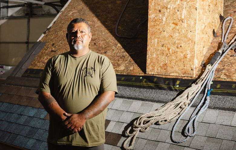Roofer Juan Villalpandom, who has experienced episodes of heat illness while working, at a Roofers Local 26 training center in Merrillville, Ind., May 23, 2024. The Occupational Safety and Health Administration (OSHA) is expected to soon propose a new rule for employers that would help protect an estimated 50 million people exposed to high temperatures while they work. (Taylor Glascock/The New York Times)