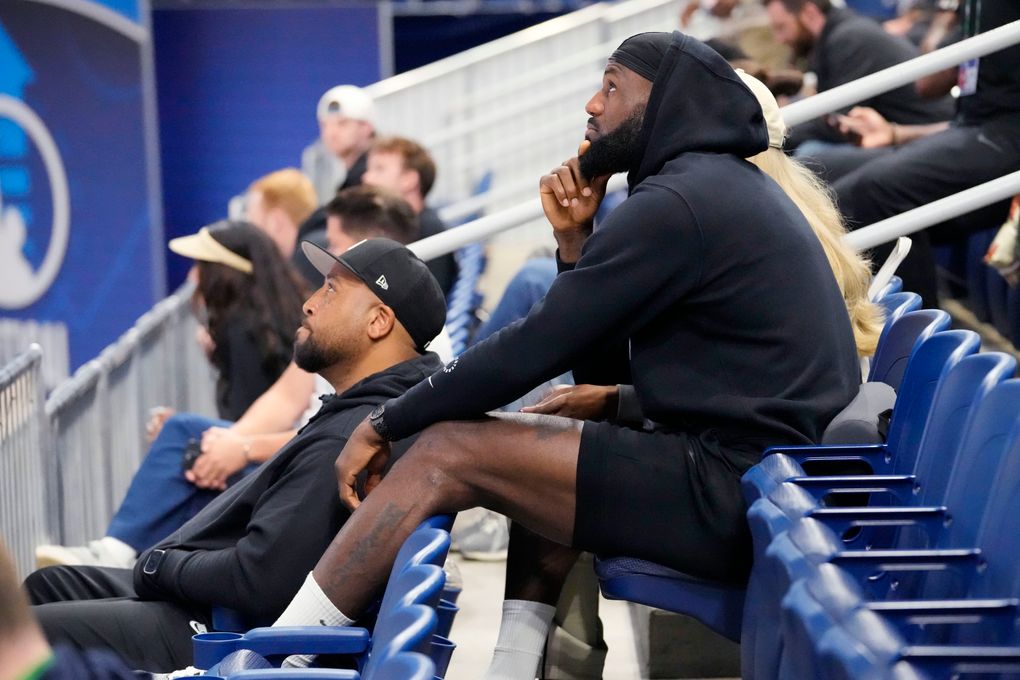 LeBron James shows up to watch son Bronny play at NBA draft combine | The  Seattle Times