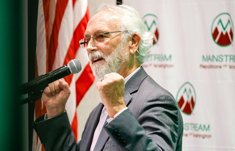 4th District Congressman Dan Newhouse gives the welcome speech to open the Mainstream Republicans of Washington Cascade Conference Friday, May 31, 2024 in Yakima, WA. 227100