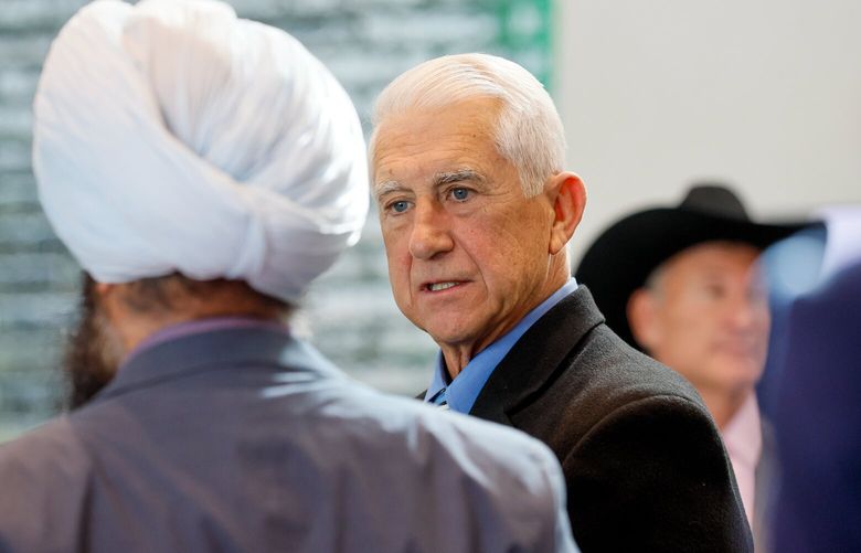 Former congressman and King County sheriff Dave Reichert speaks to attendees at the Mainstream Republicans of Washington Cascade Conference Saturday, June 1, 2024 in Yakima, WA. 227010