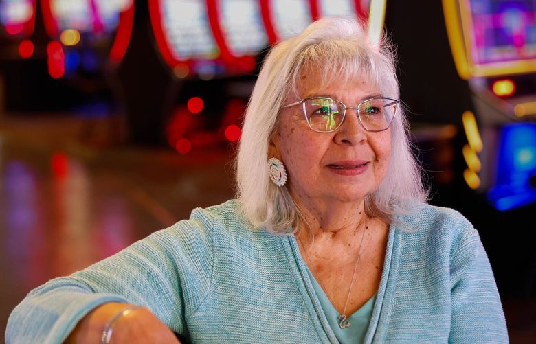 Kalispel Tribal elder Shirley Blackbear was instrumental in the tribe’s economic recovery, in part thanks to the huge success of the Northern Quest Casino near Spokane. She is photographed in the casino whose revenues have greatly improved the lives of its members. 226910