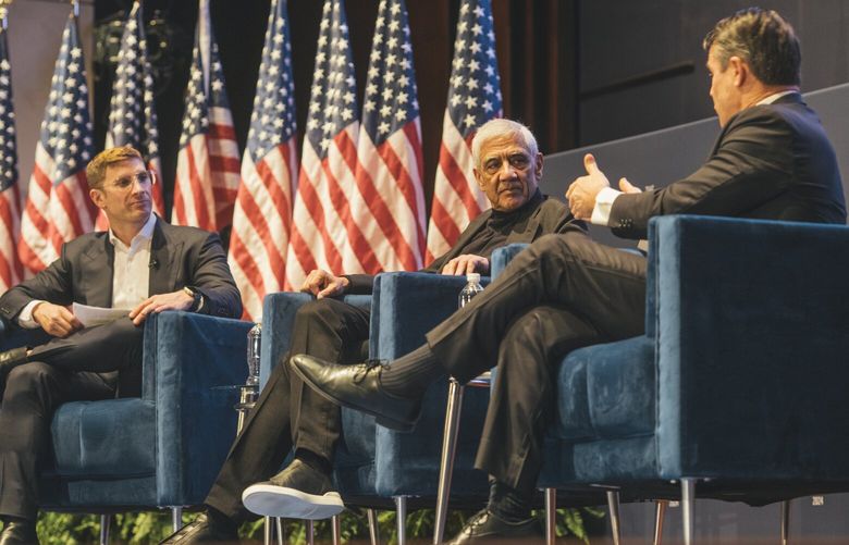 FILE — Vinod Khosla, a venture capitalist, during a forum on Capitol Hill in Washington, May 1, 2024. Khosla hosted President Joe Biden during a fundraising swing to Silicon Valley in May. (Jason Andrew/The New York Times)