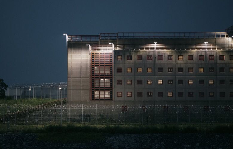 FILE – The Rikers Island jail complex in New York, on July 26, 2023. A Rikers Island detainee was being transported from Bellevue Hospital Center when he eluded his guards and escaped, officials said. (JosŽ A. Alvarado Jr./The New York Times) XNYT0948 XNYT0948