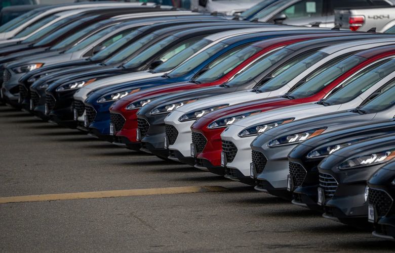Vehicles for sale at a Ford dealership in Colma, California. (David Paul Morris / Bloomberg)