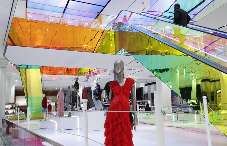 A mannequin inside the Saks Fifth Avenue’s flagship midtown Manhattan store in New York in 2019. (AP Photo/Kathy Willens) 
