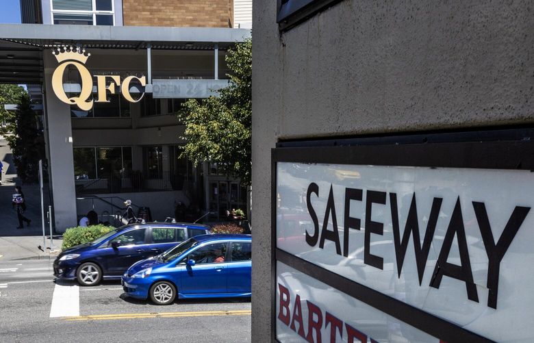 The Kroger-Albertsons merger plan includes an offer to spin off 124 locations (Albertsons, Safeway, QFC and Fred Meyer) in Washington.c It ould affect QFC and Safeway stores that are across the street from each other, seen Wednesday, July 3, 2024 in West Seattle.