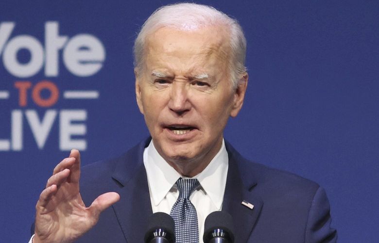FILE – President Joe Biden speaks at a 2024 Prosperity Summit, July 16, 2024, in North Las Vegas, Nev. Nearly two-thirds of Democrats say President Joe Biden should withdraw from the presidential race and let his party select a different candidate, according to a new poll by the AP-NORC Center for Public Affairs Research. It sharply undercuts his post-debate claim that “average Democrats” are still with him even if some “big names” are turning on him. (AP Photo/Ronda Churchill, File) NVRC101 NVRC101