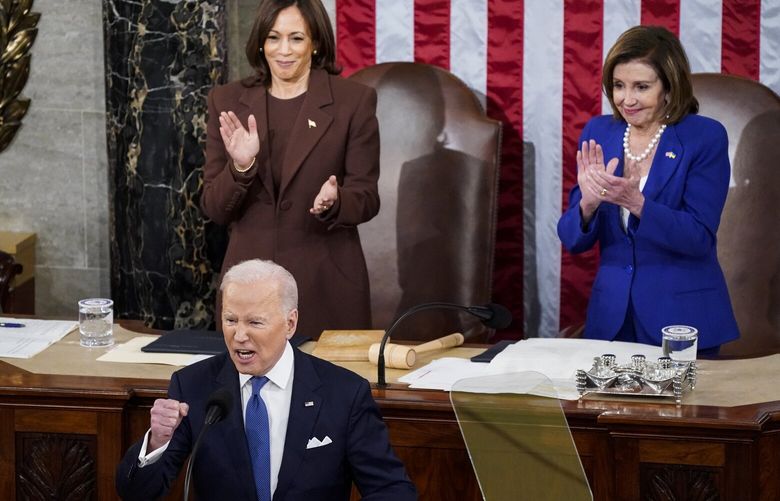 Vice President Harris, as president of the Senate, presides over the upper chamber at some ceremonial events such as the State of the Union speech. (MUST CREDIT: Jabin Botsford/The Washington Post)