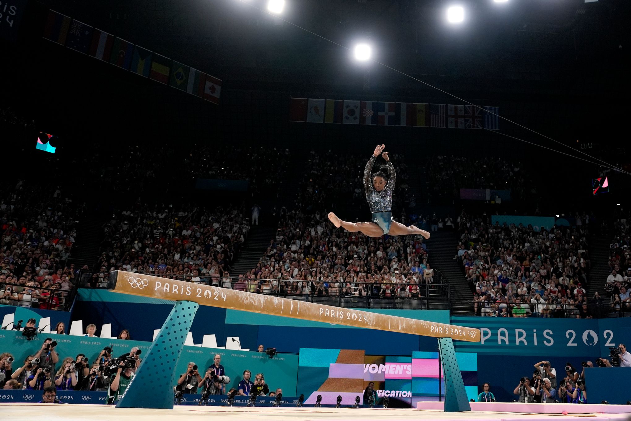 One Extraordinary Photo: Charlie Riedel captures Simone Biles in flight at  the Paris Games | The Seattle Times