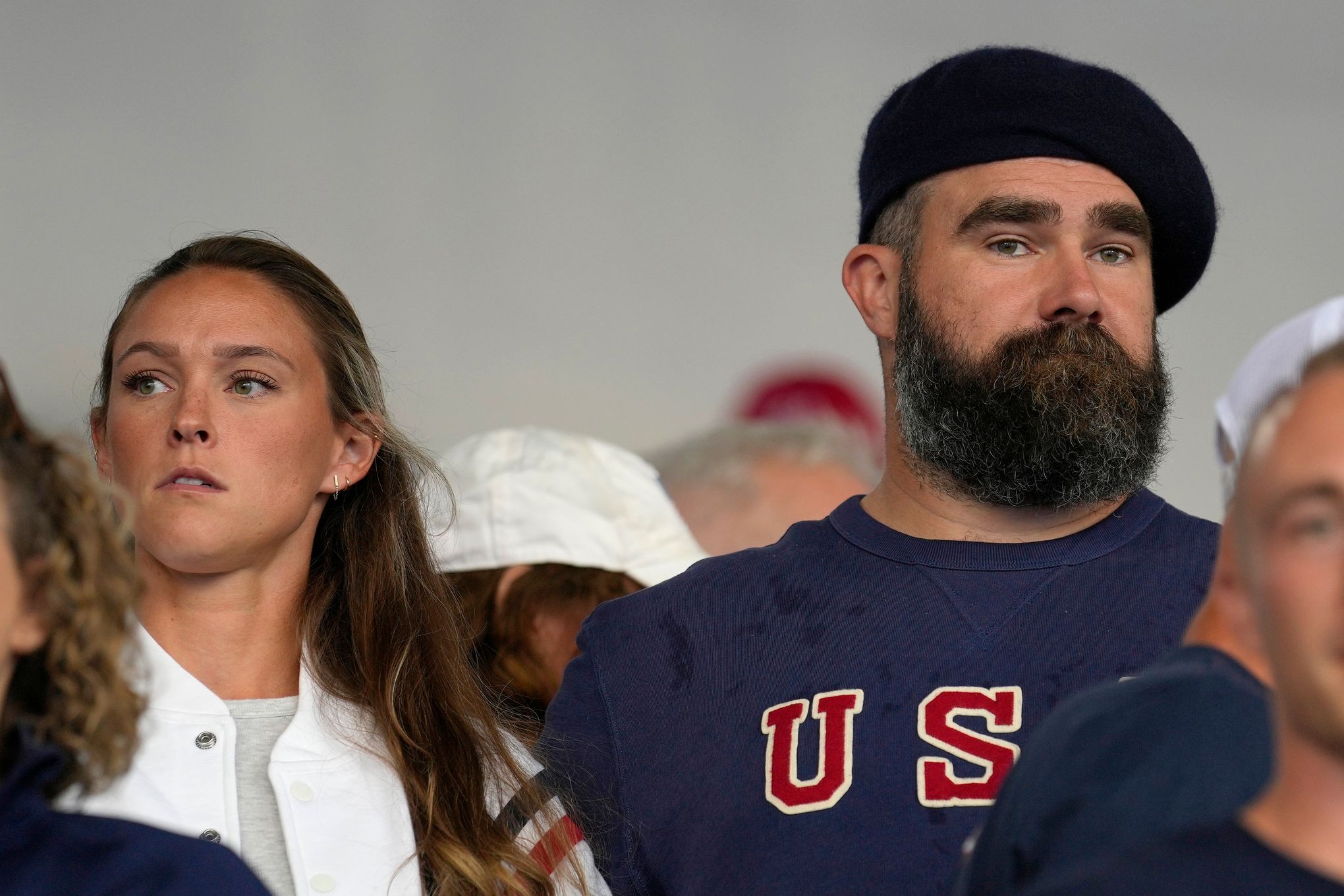 Jason and Kylie Kelce take in U.S. field hockey opener at the Paris  Olympics | The Seattle Times