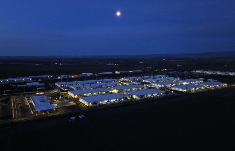 The Microsoft data center in Quincy on March 29, 2024. Residents complain of light pollution from the data centers.