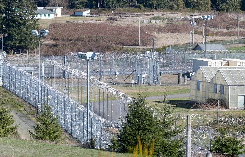 The McNeil Island Special Commitment Center facility off the coast of Steilacoom. The island facility, operated by the Department of Social and Health Services, is where people who have been found more likely than not to sexually reoffend, based on criminal history and psychiatric disorders, are indefinitely detained. (Kevin Clark / The Seattle Times, 2023)
