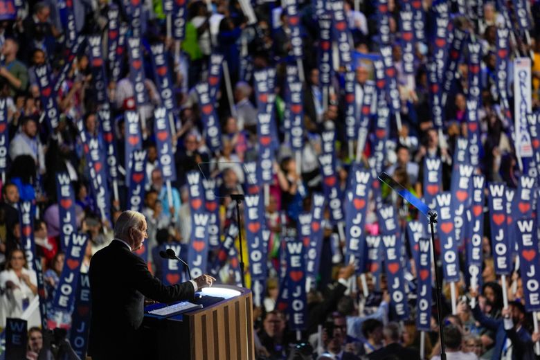 The Latest: Biden headlines Night 1 of the DNC | The Seattle Times