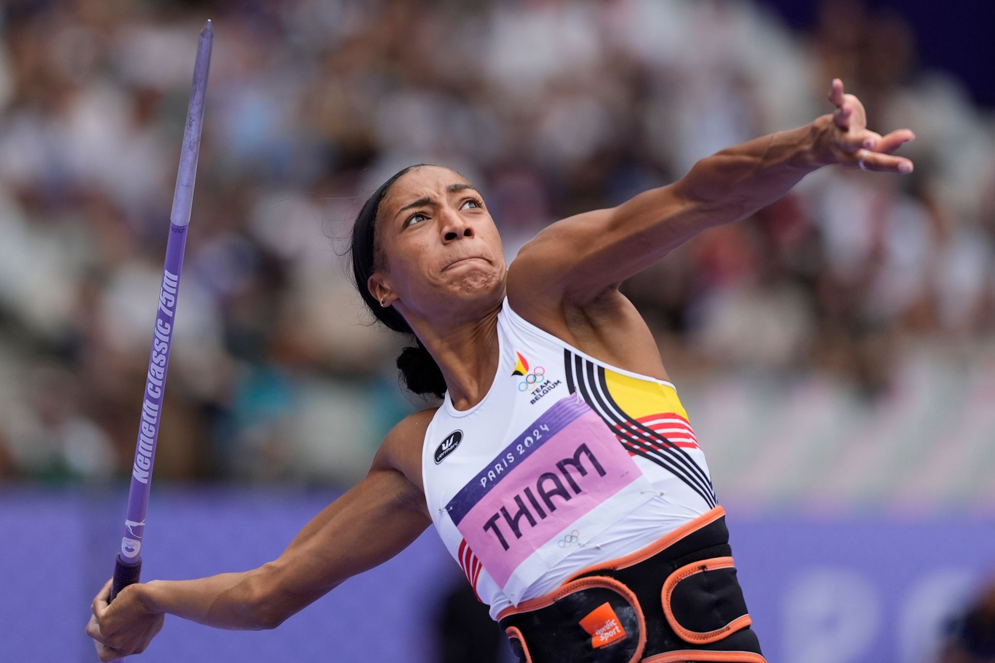Belgium's Nafissatou Thiam makes history by winning third a third straight  gold in the heptathlon | The Seattle Times, image size:2040x1360