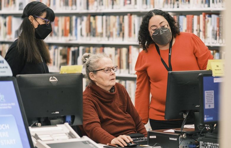 Even in this digital era, many patrons rely on free printing (here at the Beacon Hill Branch), faxing and scanning, available at all 27 Seattle Public Library locations through printers and ScanEZ kiosks, which also provide translation.
