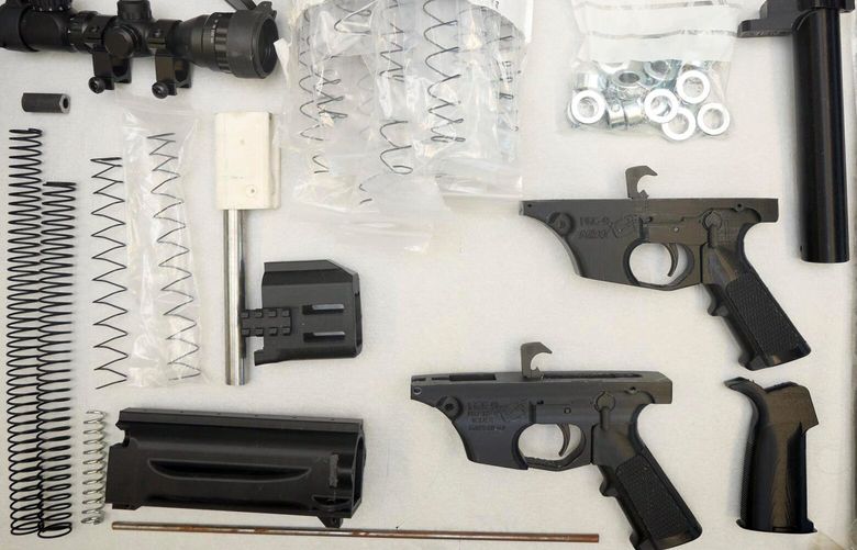 An evidence photo provided by the Koblenz Public Prosecutor’s Office in Germany shows the disassembled parts of an FGC-9 homemade firearm seized in Germany in July 2021. In the past three years, this model of homemade semiautomatic firearm, known as an FGC-9, has appeared in the hands of paramilitaries in Northern Ireland, rebels in Myanmar and neo-Nazis in Spain.  (Koblenz Public Prosecutor’s Office, Germany via The New York Times) XNYT0196