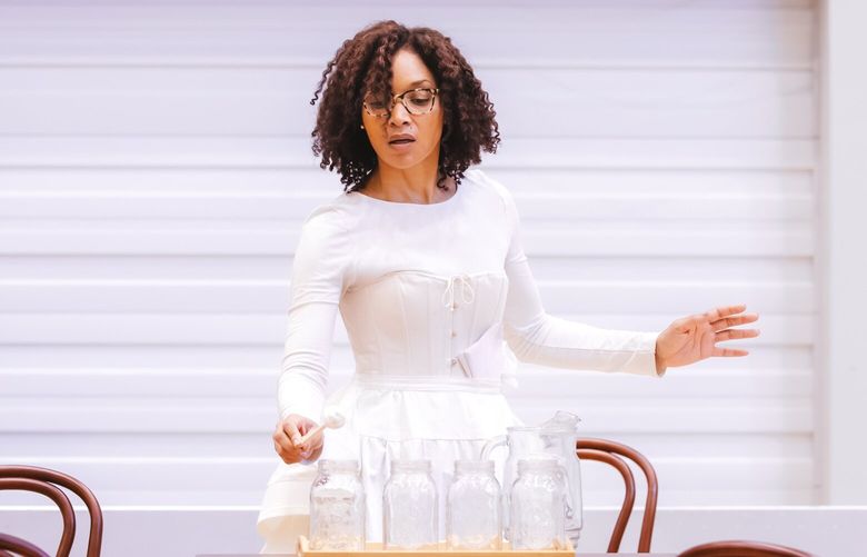 Lisa Arrindell (Ella Sheppard) in a staging rehearsal for “Jubilee” at Seattle Opera.
