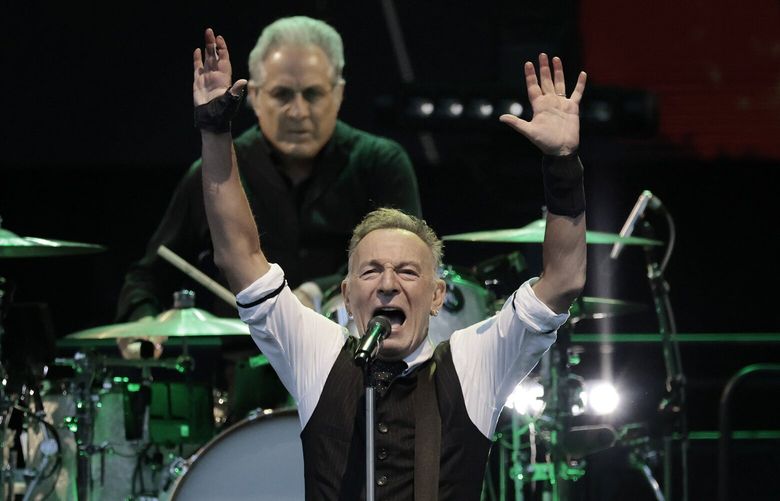 Bruce Springsteen and Max Weinberg performing during the Bruce Springsteen and the E Street Band 2024 World Tour at Citizens Bank Park in Philadelphia on Aug. 21, 2024. (Elizabeth Robertson/The Philadelphia Inquirer/TNS) 123312987W 123312987W