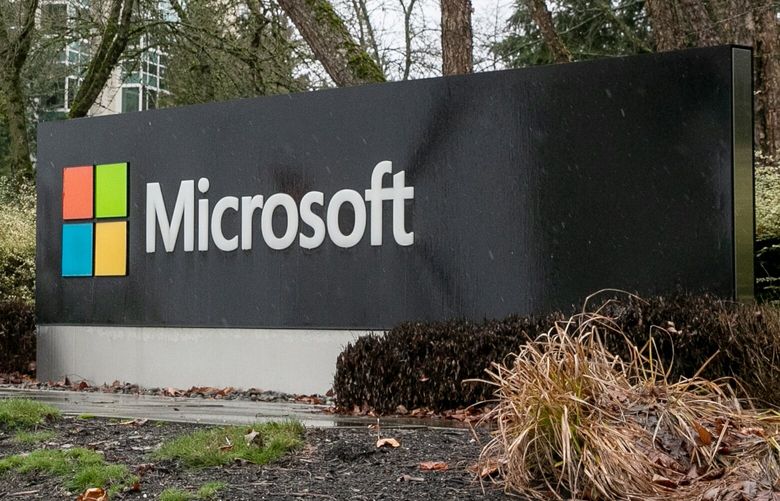 The Microsoft campus in Redmond.  (Kevin Clark / The Seattle Times, 2023)