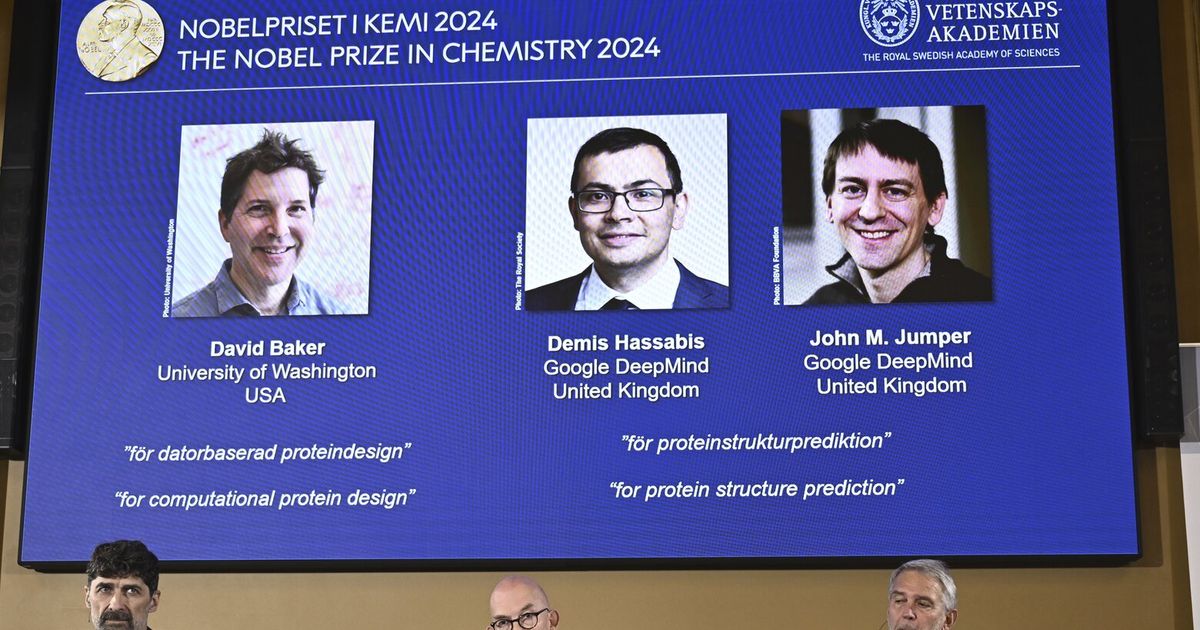 Nobel Prize in chemistry awarded to David Baker, Demis Hassabis and John Jumper for work on proteins