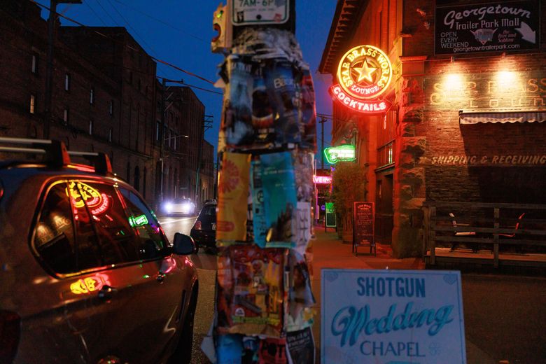 Airport Way South serves as Georgetown&#8217;s main street. (Erika Schultz / The Seattle Times)