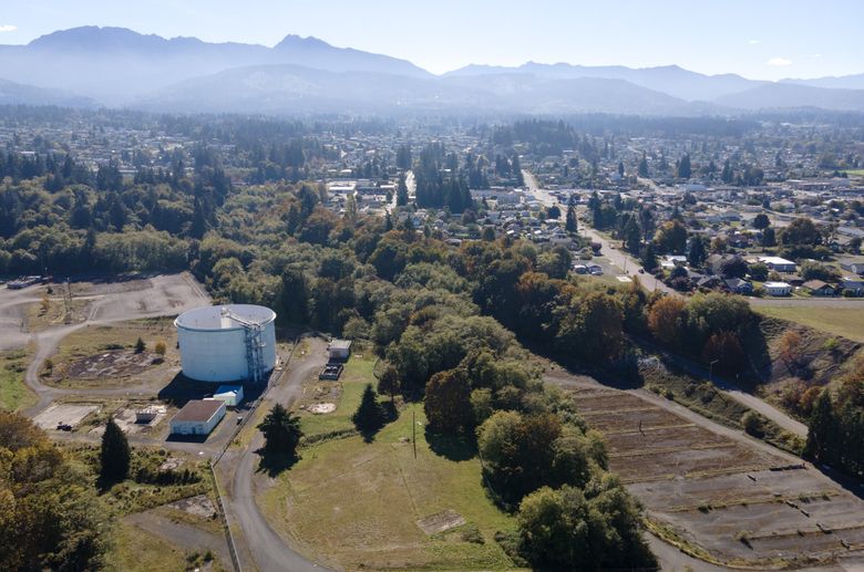 White Creek flows through urban Port Angeles before joining Ennis Creek, which passes a toxic former mill site on its way to the Strait of Juan de Fuca. (Nick Wagner / The Seattle Times)