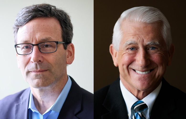 Candidates vying for Washington governor, from left, Washington Attorney General Bob Ferguson and Dave Reichert.