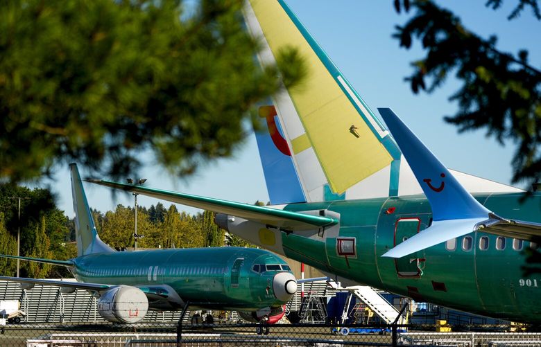 Unpainted Boeing 737 Max aircraft are seen, Tuesday, Sept. 24, 2024, at the company’s facilities in Renton, Wash. (AP Photo/Lindsey Wasson) WALW225 WALW225
