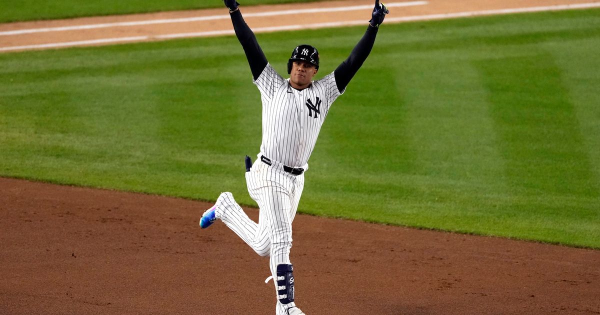 Soto, Stanton homers back Rodón as Yankees take advantage of wild Guardians to win ALCS opener 5-2