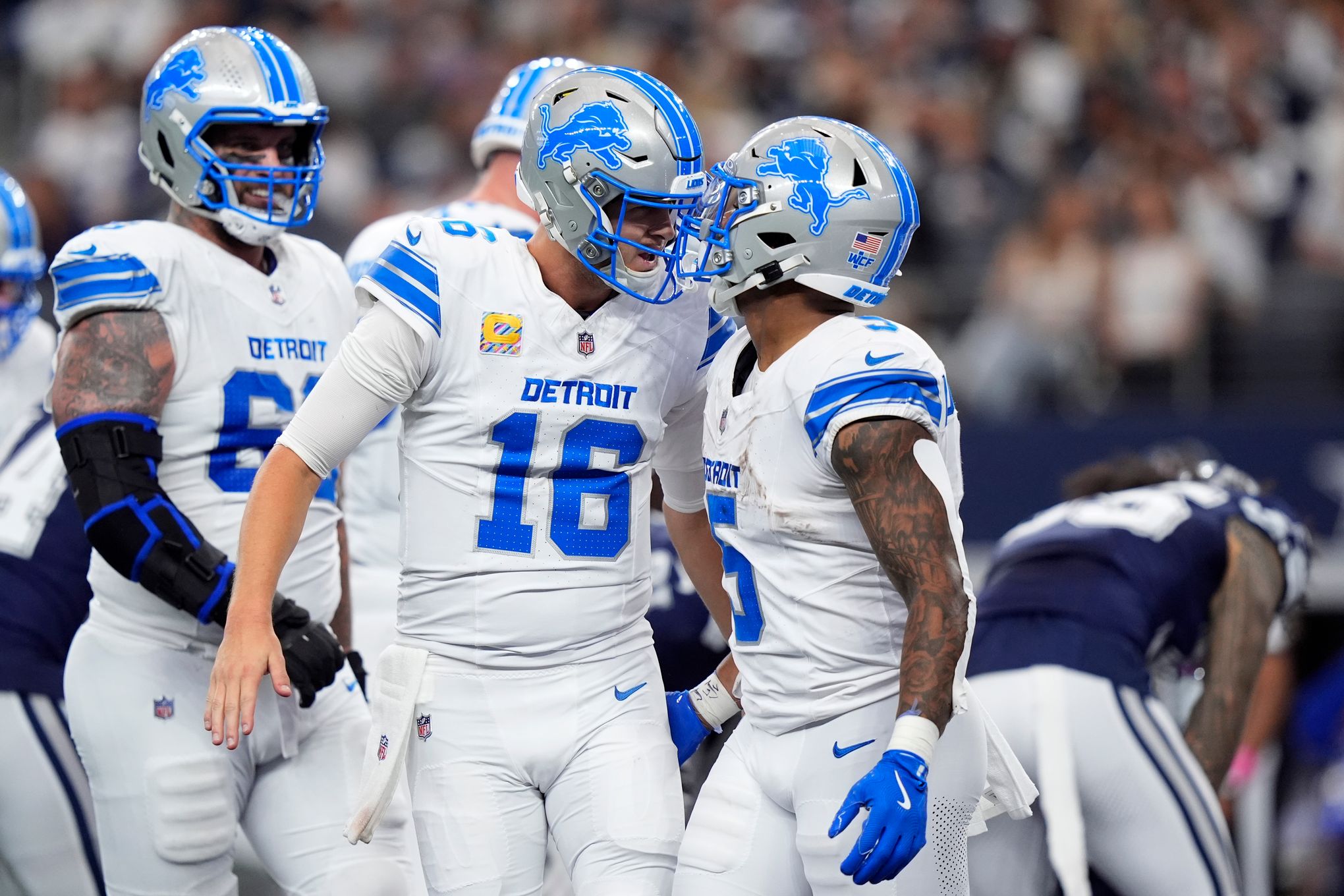 Jared Goff throws 3 TD passes, Lions win 47-9 and hand Cowboys another  lopsided home loss | The Seattle Times