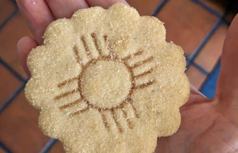 One of nearly a dozen biscochito variations was stamped with the stylized Pueblo sun, also seen on the New Mexico flag.