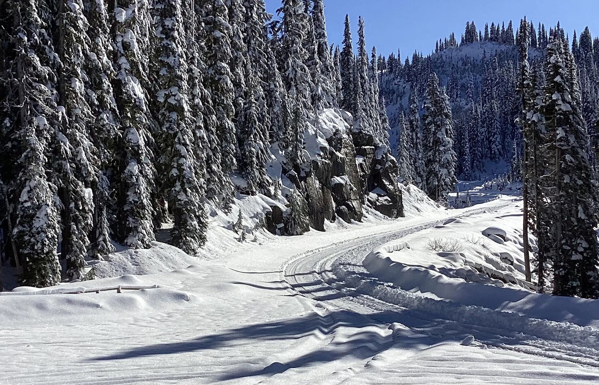 Chinook and Cayuse passes, seen from the west side of Highway 410, were closed due to avalanche risk. (Washington State Dept. of Transportation)