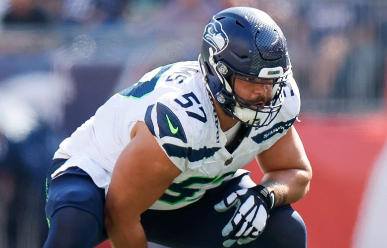 Seattle Seahawks center Connor Williams snaps the ball during the third quarter Sunday, Sept. 15, 2024 in Foxborough, MA. 227985