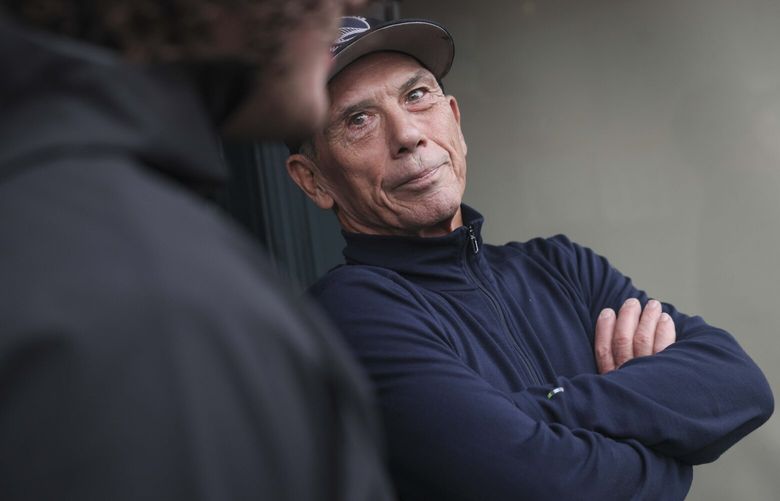 Youth substance use counselor Johnny Ohta looks on as a former client of his speaks with the Times in Seattle on Monday, November 4, 2024. 

 228427