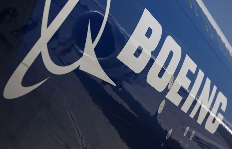 Boeing’s company logo on one of its planes. (Bloomberg)

