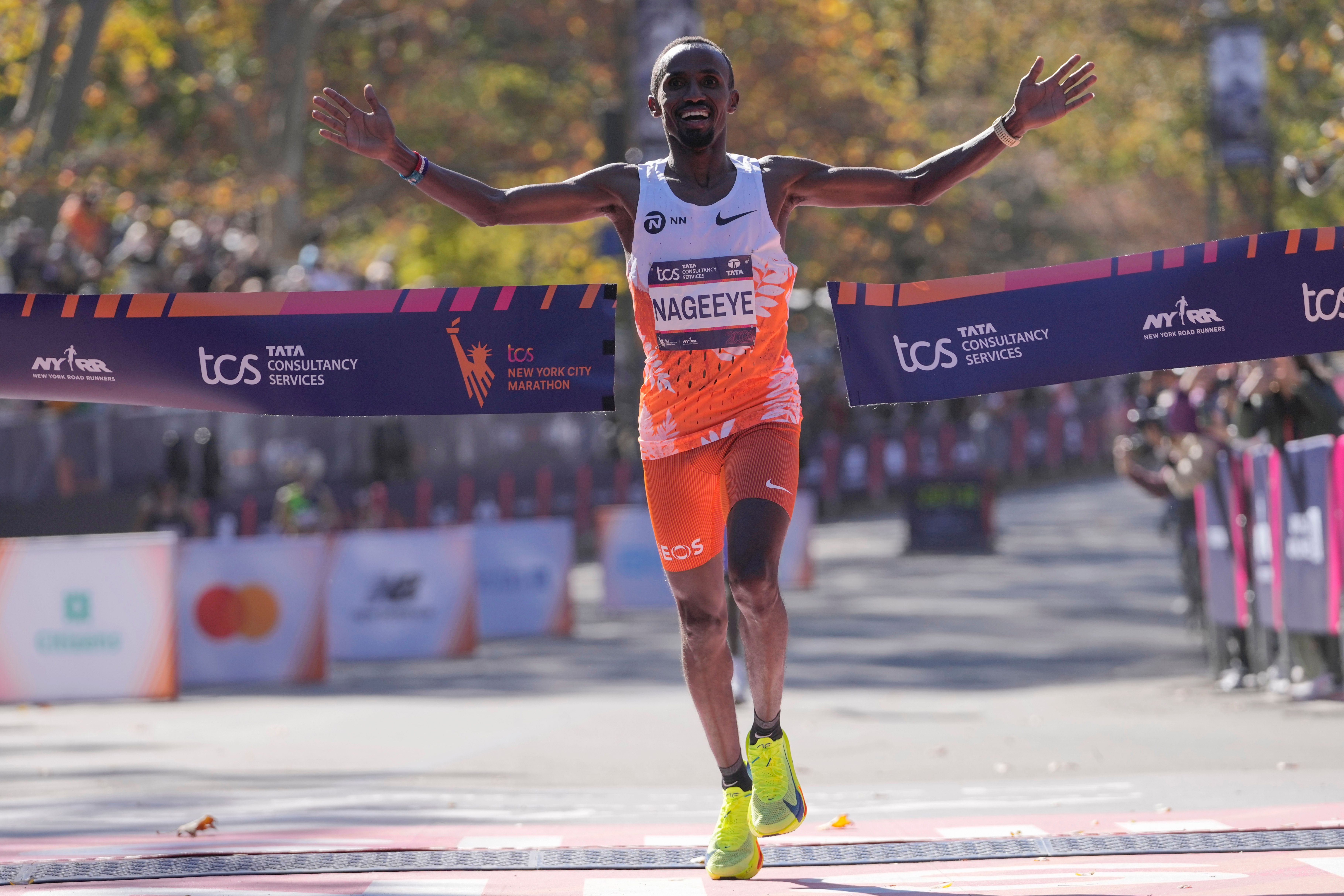 Abdi Nageeye of the Netherlands and Sheila Chepkirui of Kenya win