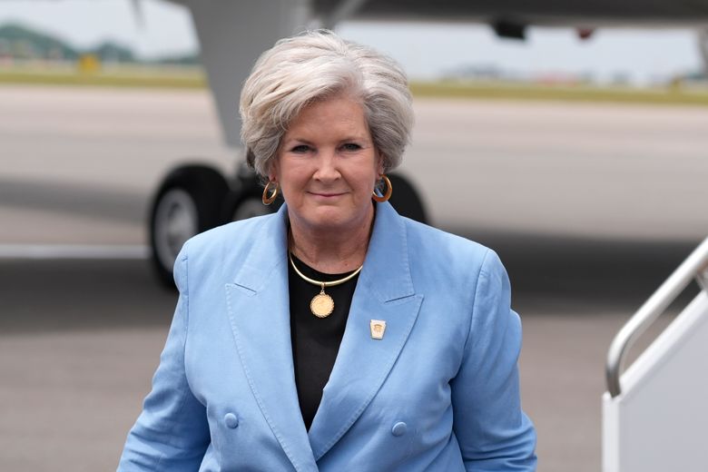 Trump co-campaign manager Susie Wiles is seen at Nashville International Airport as Republican presidential candidate former President Donald Trump arrives, July 27, 2024, in Nashville, Tenn. (AP Photo/Alex Brandon, File)