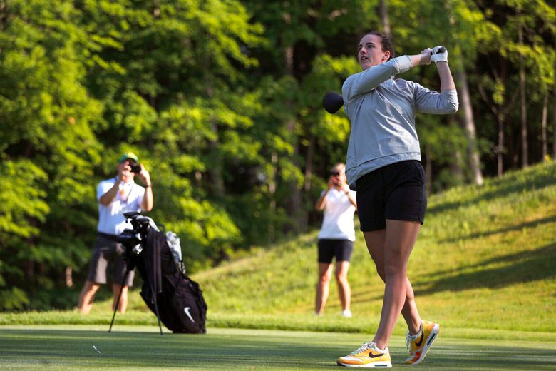 Caitlin Clark steps off the court and onto the fairway to play in an LPGA  pro-am | The Seattle Times