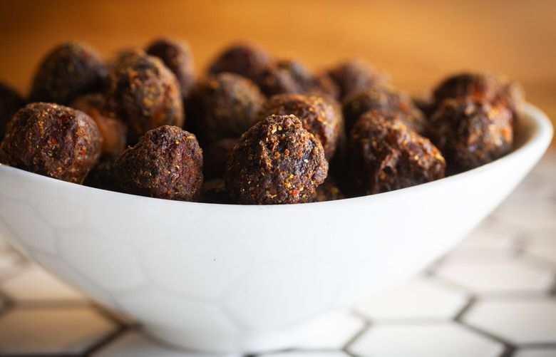 Artusi’s candied hazelnuts, aka “controne hazelnuts,” are coated with a mixure of ground fennel seeds, salt, muscovado sugar and controne pepper, Tuesday, Nov. 19, 2024 in Seattle’s Capitol Hill neighborhood.