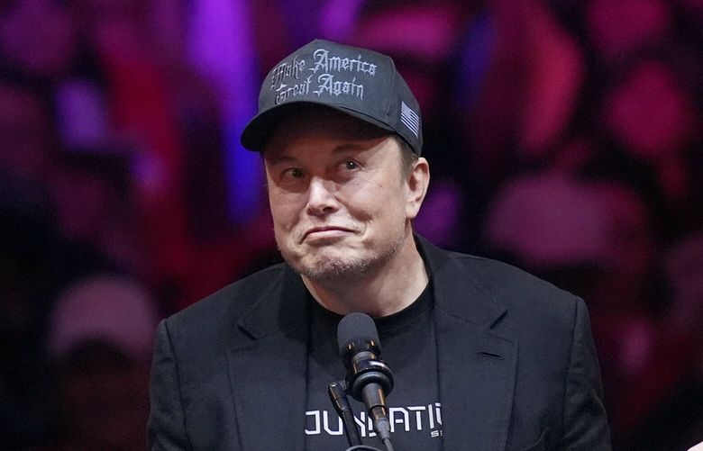 FILE – Elon Musk speaks at a campaign rally, Oct. 27, 2024, in New York. (AP Photo/Evan Vucci, File) WX508 WX508