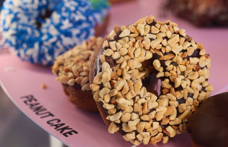 A sample of the eclectic sweets available at Voodoo Doughnuts at its first Seattle location on Monday afternoon on Capital Hill on December 9, 2024. 228682