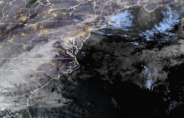 This Dec. 10. 2024 image provided by the National Oceanic and Atmospheric Administration (NOAA), shows the U.S. Atlantic east coast. (NOAA via AP) NYPS235 NYPS235
