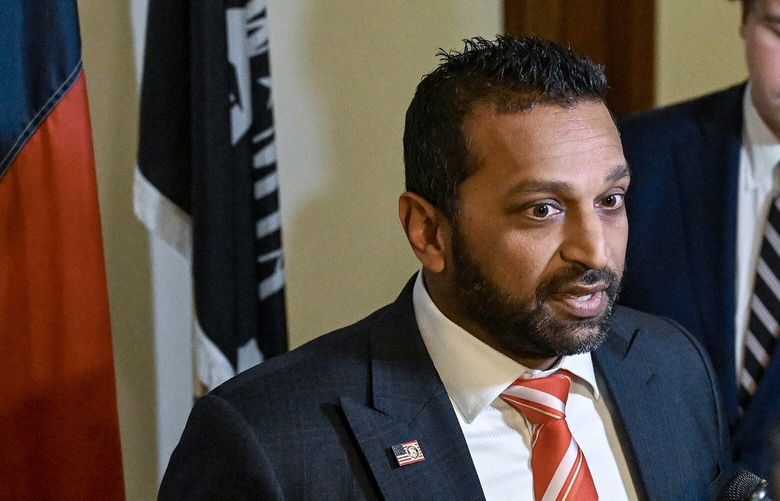 Kash Patel, President-elect Donald Trump’s nominee to lead the FBI, speaks to reporters on Capitol Hill in Washington, on Dec. 12, 2024. The small flurry of threatened defamation suits is the latest sign that the incoming Trump administration appears poised to do what it can to crack down on unfavorable media coverage. (Kenny Holston/The New York Times) XNYT0023 XNYT0023