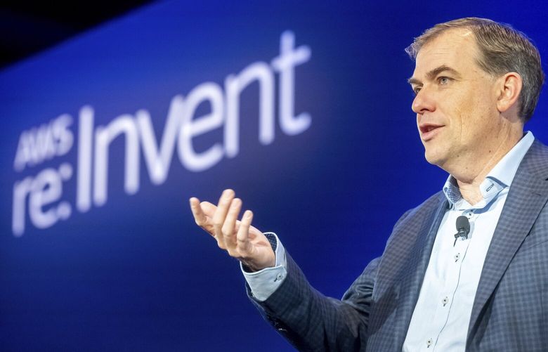 IMAGE DISTRIBUTED FOR AWS – Amazon Web Services (AWS) CEO Matt Garman speaks at AWS re:Invent 2024 a conference hosted by Amazon Web Services, on Wednesday, Dec. 4, 2024, in Las Vegas. (Noah Berger/Amazon Web Services via AP Images) CPALA506 CPALA506